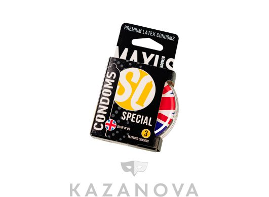Презервативы MAXUS SO Special точечно-ребристые 3 шт. (пластиковый кейс)