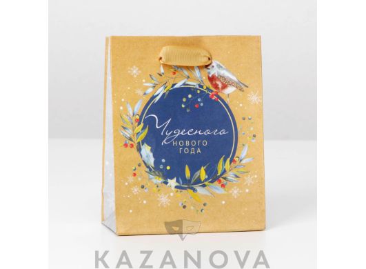 Пакет подарочный "Чудесного Нового года" 15×12×5,5 см